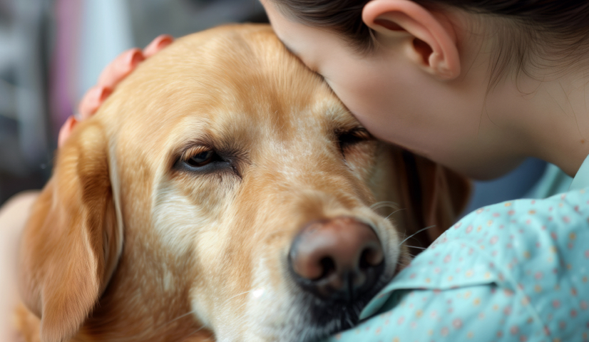 Veterinarian with dog