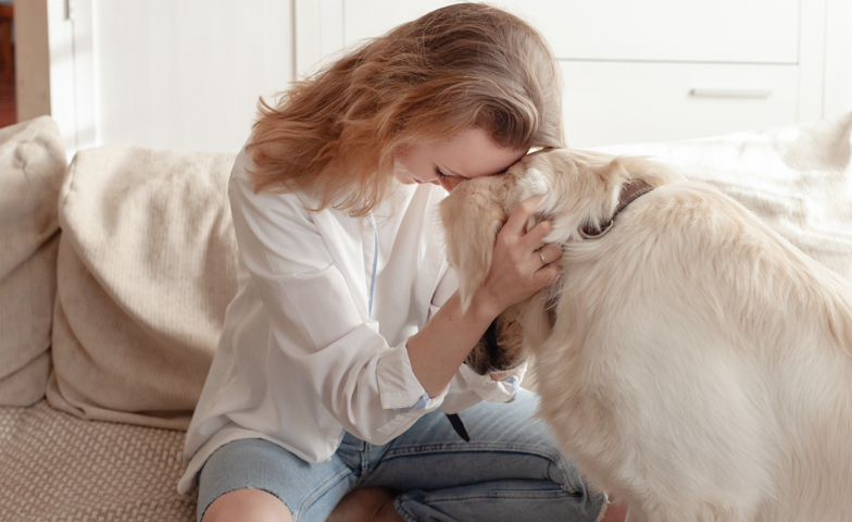 Veterinarian with dog